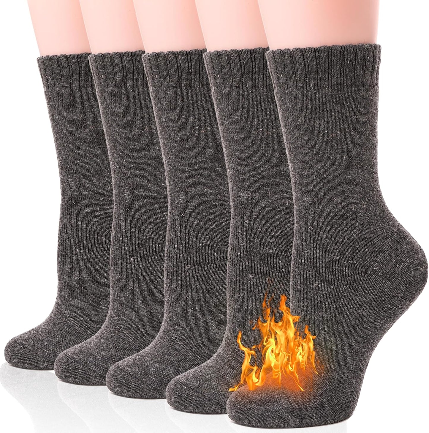 EBMORE Merino Wool Socks for Women Hiking Thermal Warm Winter Thick Boot Cozy Crew Comfy Work Socks for Ladies 5 Pairs