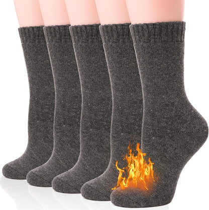 EBMORE Merino Wool Socks for Women Hiking Thermal Warm Winter Thick Boot Cozy Crew Comfy Work Socks for Ladies 5 Pairs