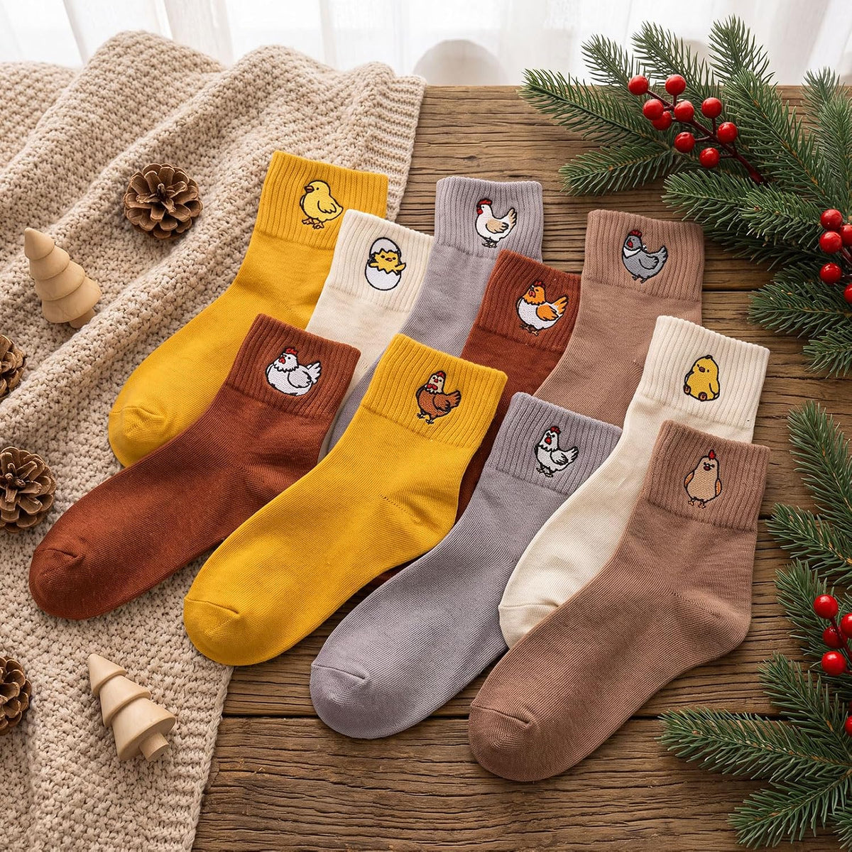 Eurzom 10 Pairs Socks Womens Crew Elastic Ankle Length Cotton Socks Aesthetic Cute Lightweight Low Cut Gifts for Women - Colors A