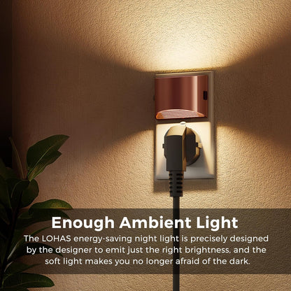 L LOHAS LED Night Light, Night Lights Plug into Wall with Dusk to Dawn Sensor, 3 Brightness Level, 2 Pack, 1600K Amber, White Housing