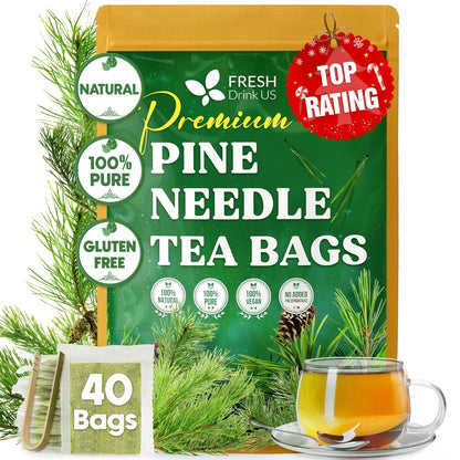FreshDrinkUS, Premium Pine Needle Tea, 40 Count, Pure, Caffeine Free