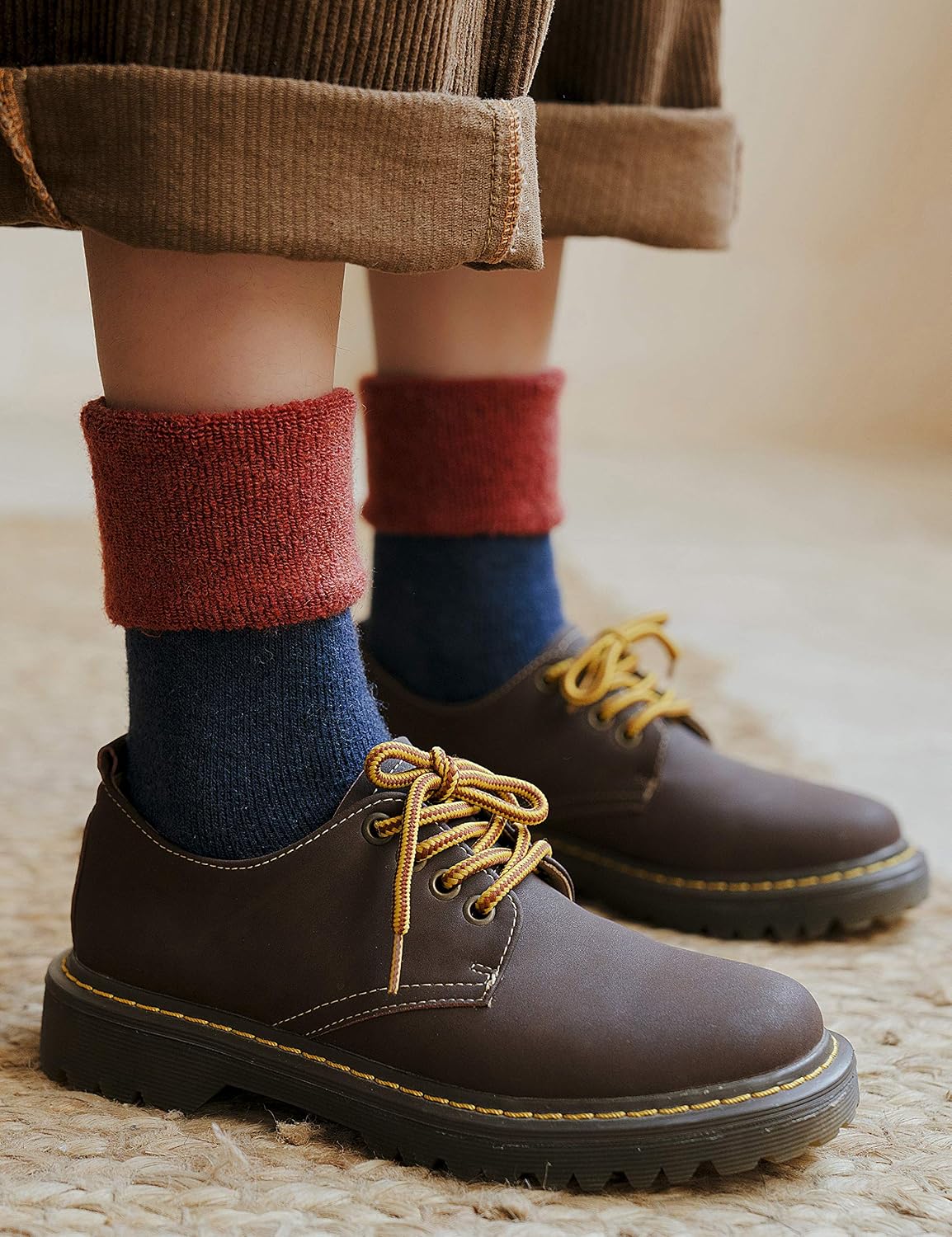 EBMORE 5 Pairs Women Merino Wool Boot Socks Warm Thermal Winter Thick Hiking Cozy Cabin Crew Comfy Socks for Ladies