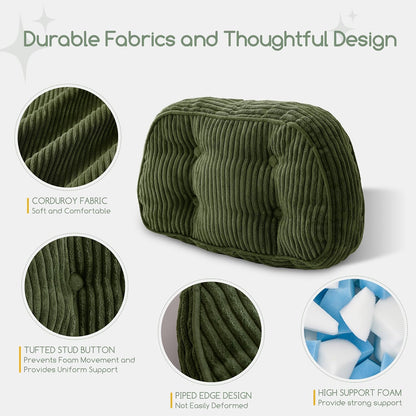 HIGOGOGO Lumbar Support Pillow for Recliner Chair/Accent Chair/Couch/Office Chair, Tufted Corduroy Back Support Cushion for Elderly, Recliner Cushions for Back Rest, Pain Relief, Reading, Brown