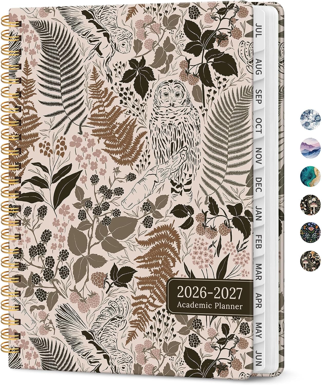 Planner 2026-2027, Academic Monthly and Weekly Calendar Planner for Women, July 2026 - June 2027, Hardcover Pretty Agenda Planner Book with Tabs, Spiral Daily Organizer for School Office Home Supplies, 6.3" x 8.5" - Blue Floral