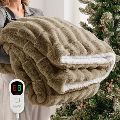 Homemate Electric Heated Blanket Twin - 62"x84" Heating Bed Blankets Throw with 10 Heating Levels 8 Hours Auto Off Fast Heating Over-Heated Protection Ultra Soft Warm Flannel ETL Certified Grey - Colors B