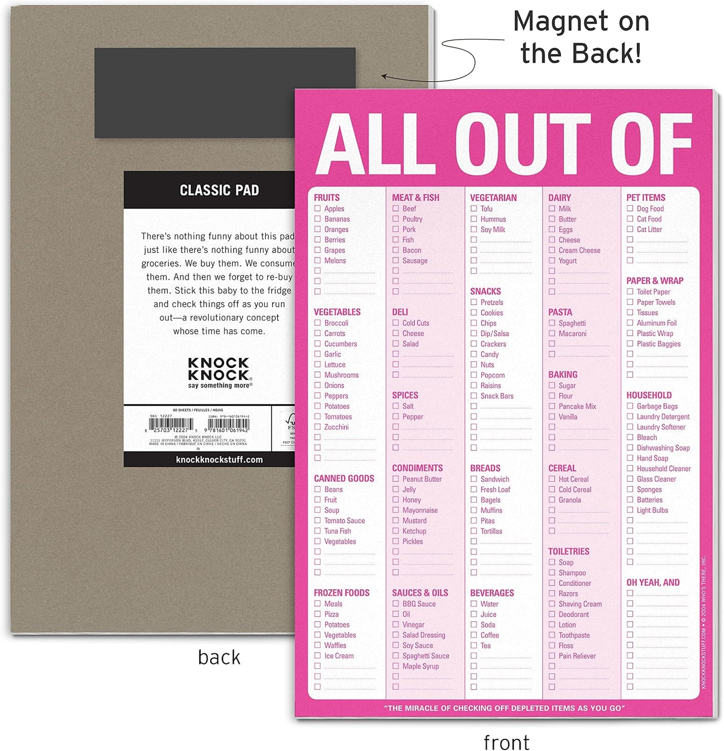 Knock Knock All Out Of Grocery List Note Pad, 6 x 9-inches (Blue)
