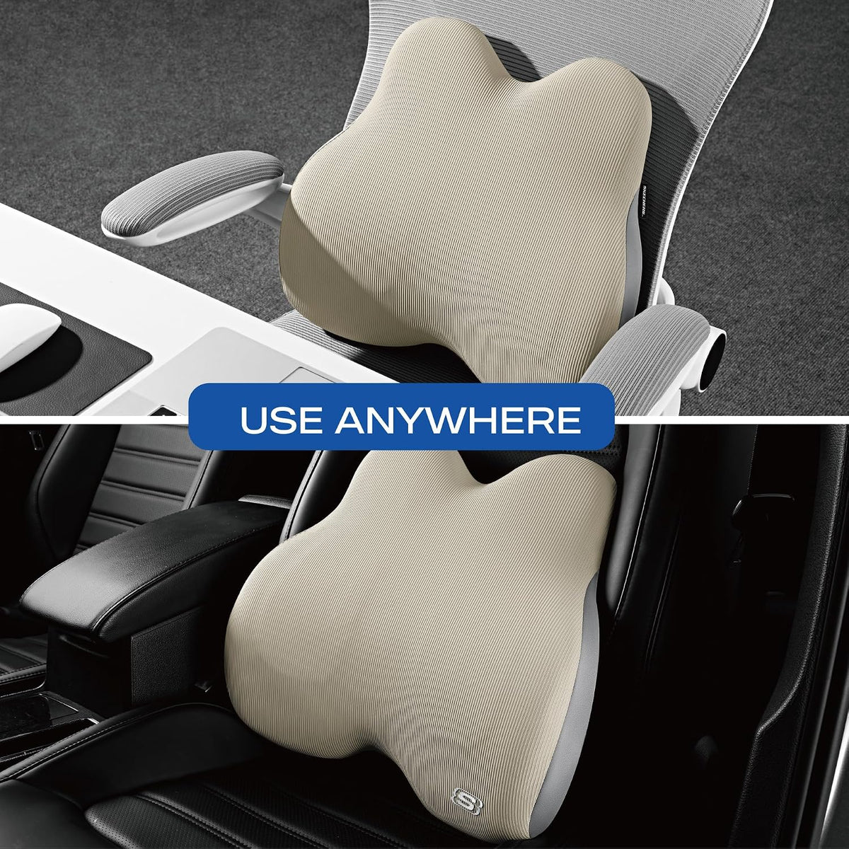 Skechers Memory Foam Lumbar Pillow,Lumbar Support Pillow for Office, Chair Lower Back Pain Relief Lumbar Pillow, Ergonomic Design Back Support Pillow for Office Chair, Car, Home, Travel,Black