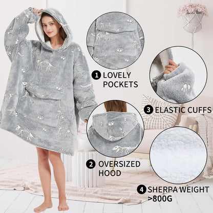Fiosnow Sun and Moon Blanket Hoodies for Women and Men Adult Oversize Wearable Blanket Hoodies for Soft and Warm
