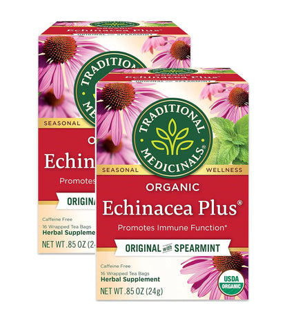 TRADITIONAL MEDICINALS Echinacea Plus Tea,16 Count (Pack of 2)