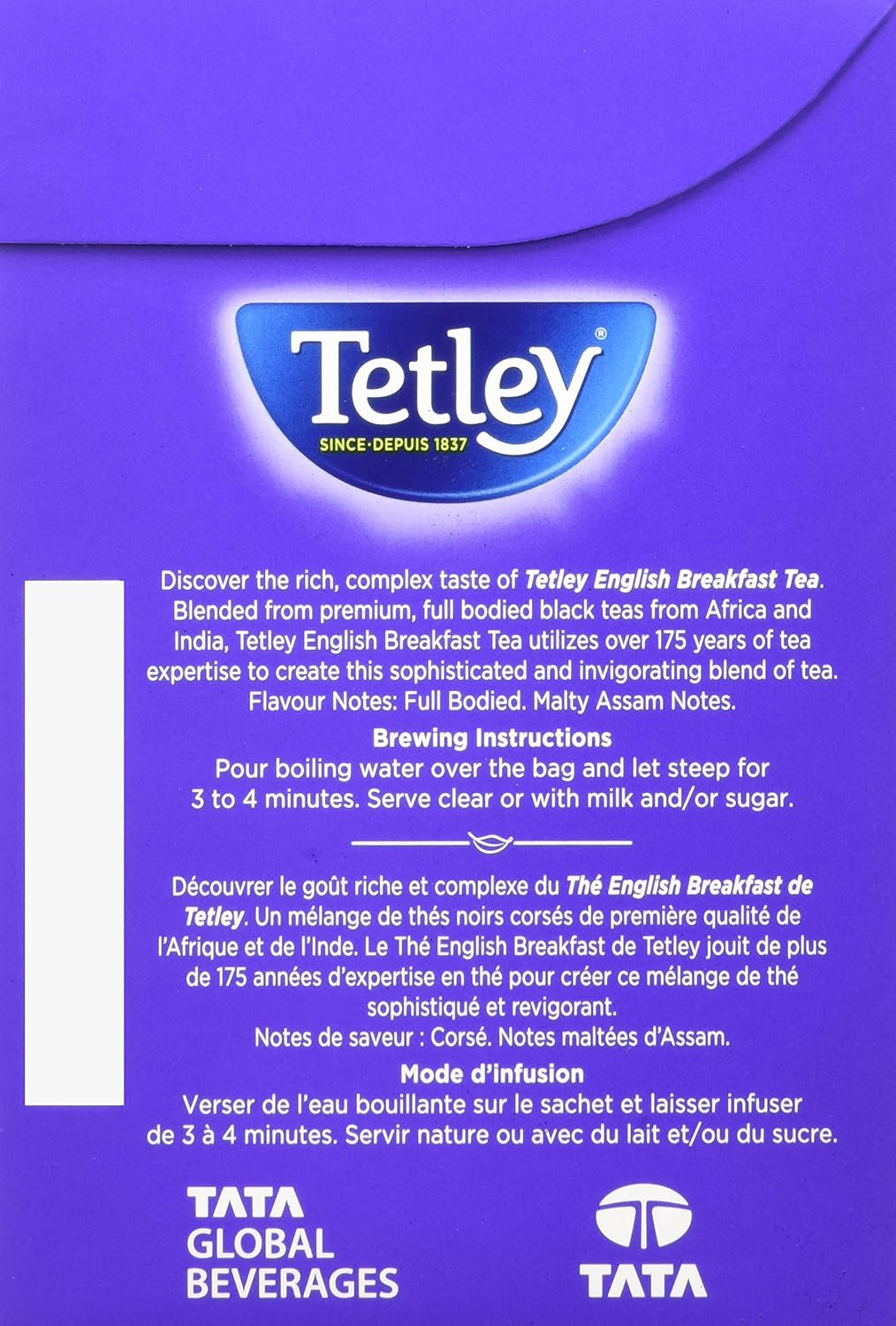 Tetley English Breakfast Tea, 60 Count, 189g/6.7 oz., (Imported from Canada)