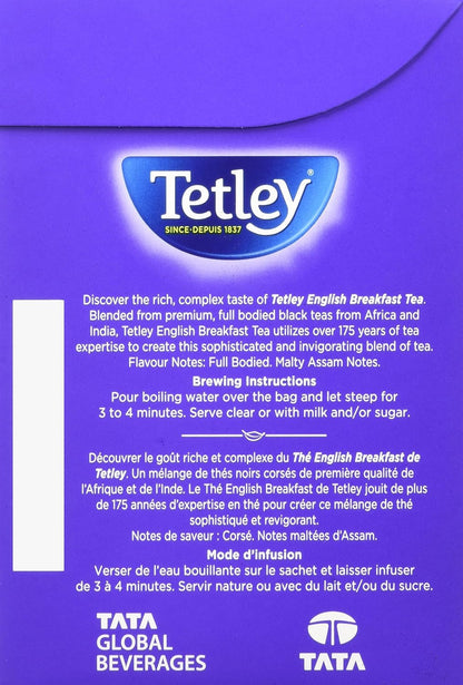 Tetley English Breakfast Tea, 60 Count, 189g/6.7 oz., (Imported from Canada)