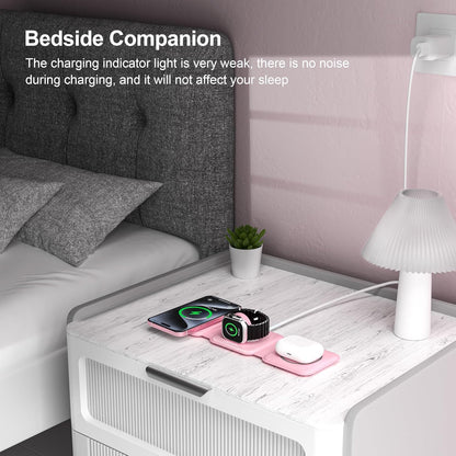 3 in 1 Charging Station for Multple Devices,Foldable 3 in 1 Wireless Charger for Travel,NANO Wireless Charging Station for iPhone17 16 15 14 13 12 Pro Max/Watch 10 9 8 7 6 5 4 3 Ultra/AirPod Pro