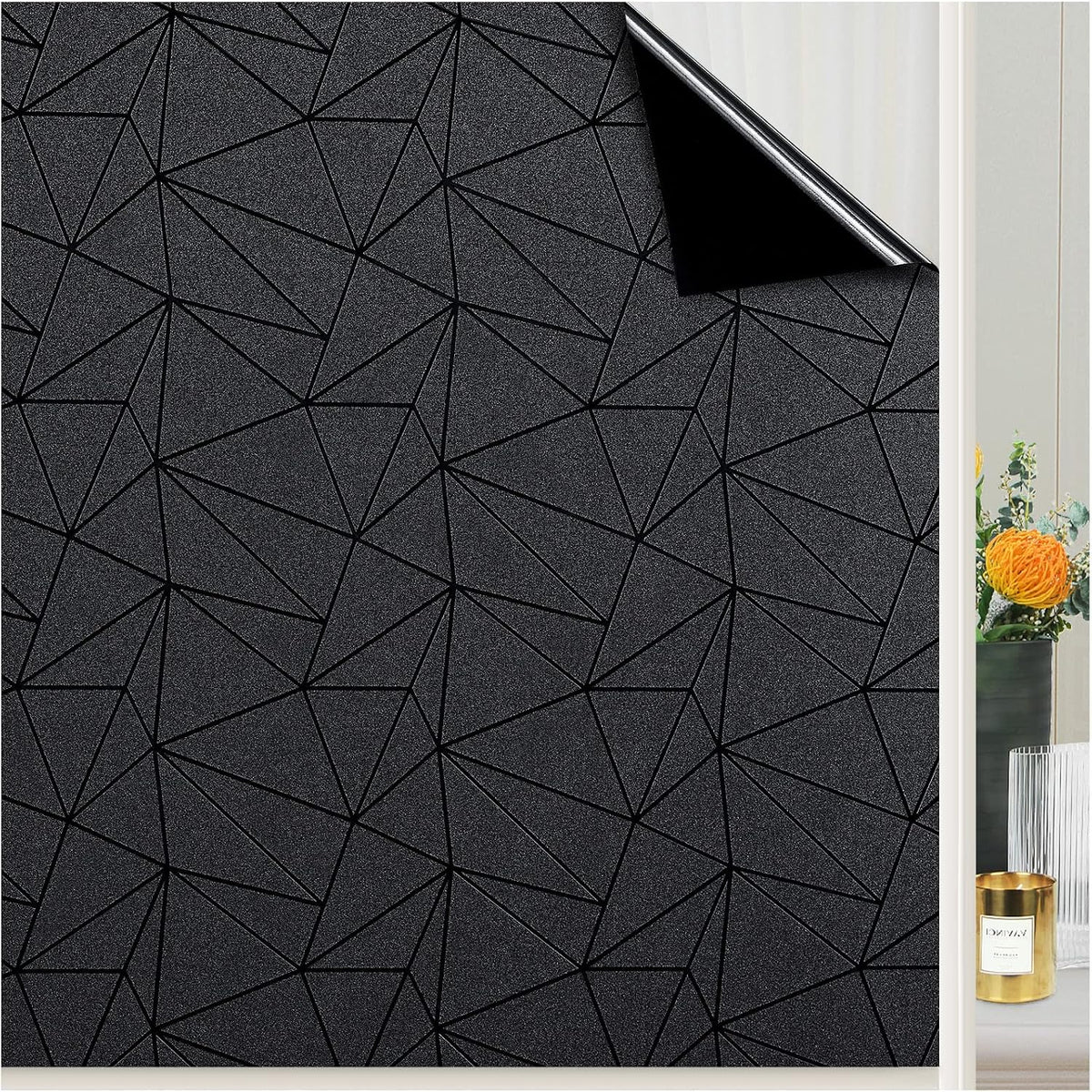 Coavas Blackout Window Privacy Film, Geometric Pattern, 11.8" x 78.7"