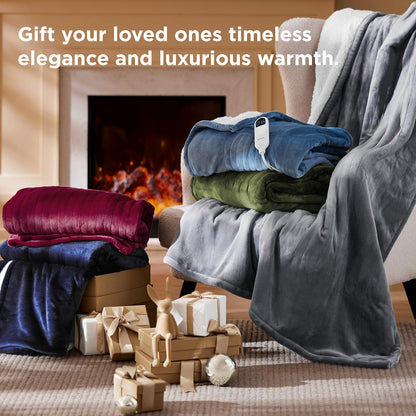 Bedsure Heated Blanket Throw Blanket with Preheat Function - Fast Heating Electric Blanket, Soft Flannel Throw with 6 Time Settings(Up to 10H), 6 Heating Settings, Gifts for Grandma (50"x60", Cream)