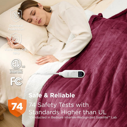 Bedsure Heated Blanket Throw Blanket with Preheat Function - Fast Heating Electric Blanket, Soft Flannel Throw with 6 Time Settings(Up to 10H), 6 Heating Settings, Gifts for Grandma (50"x60", Cream)