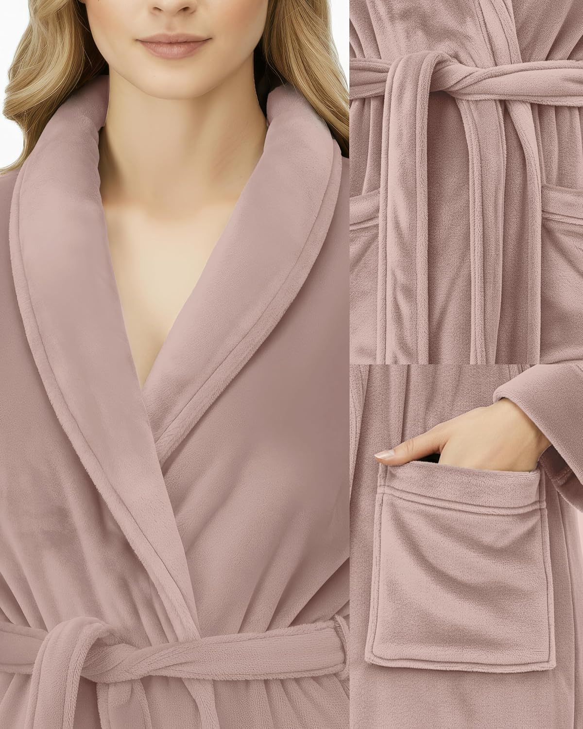 NY Threads Premium Womens Robe, Plush Fleece Long Bath Robe for Women, Fluffy Soft Women's Bathrobe