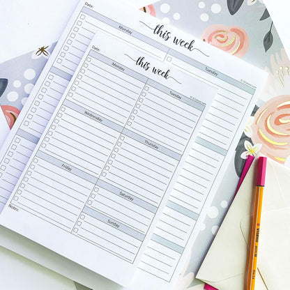 321Done Weekly Checklist Notepad, 5.5x8.5 Size Pad - 50 Tear-Off Sheets, Undated Monday-Sunday Schedule, Daily Task Planner for Home, Office & Student Use - Made in USA