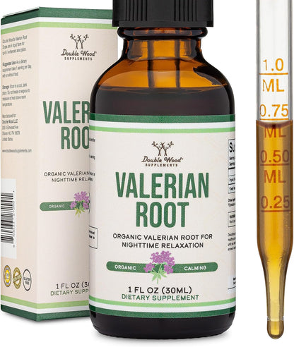 Valerian Root Liquid Drops 168mg, Organic, No Alcohol, Sleep + Calm, 1 oz