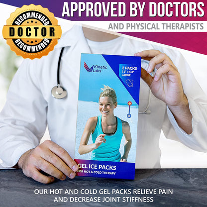 Ice Packs for Injuries Reusable (2 Pack) – Flexible Gel Ice Pack for Knee, Shoulder, Back – Soft Hot & Cold Therapy – Kinetic Labs