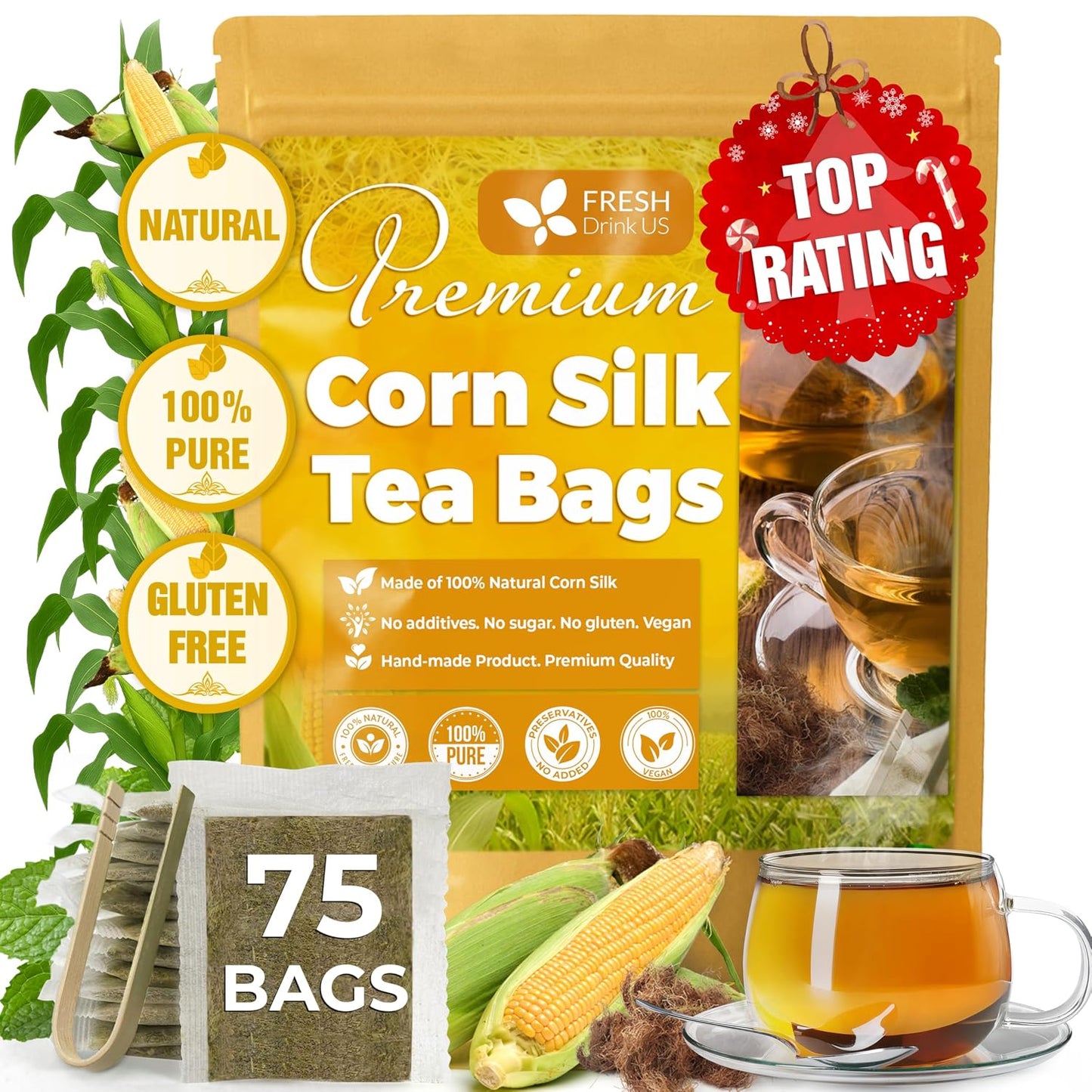 FreshDrinkUS, Premium 60 Chamomile Lavender Tea Bags, Calming Herbal Blend Strong Support for Relaxation & Better Sleep | Naturally Caffeine-Free Bedtime Tea with Soothing Floral Aroma, 100% Natural, Hand-made No Sugar/ Caffeine/ Gluten, Vegan - Colors A