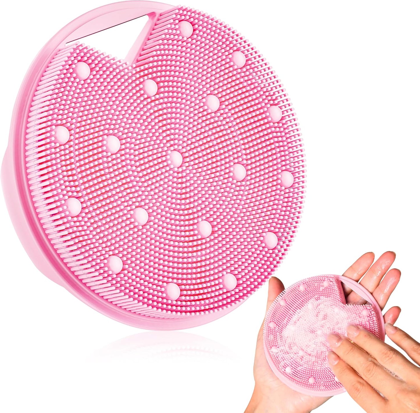 Silicone Body Scrubber -Anti Zinc Infused Exfoliating Body Scrubber | Anti Slip Silicone Loofah,Stiff & Soft Bristles for Cellulite Reduction,Blood Circulation - Black