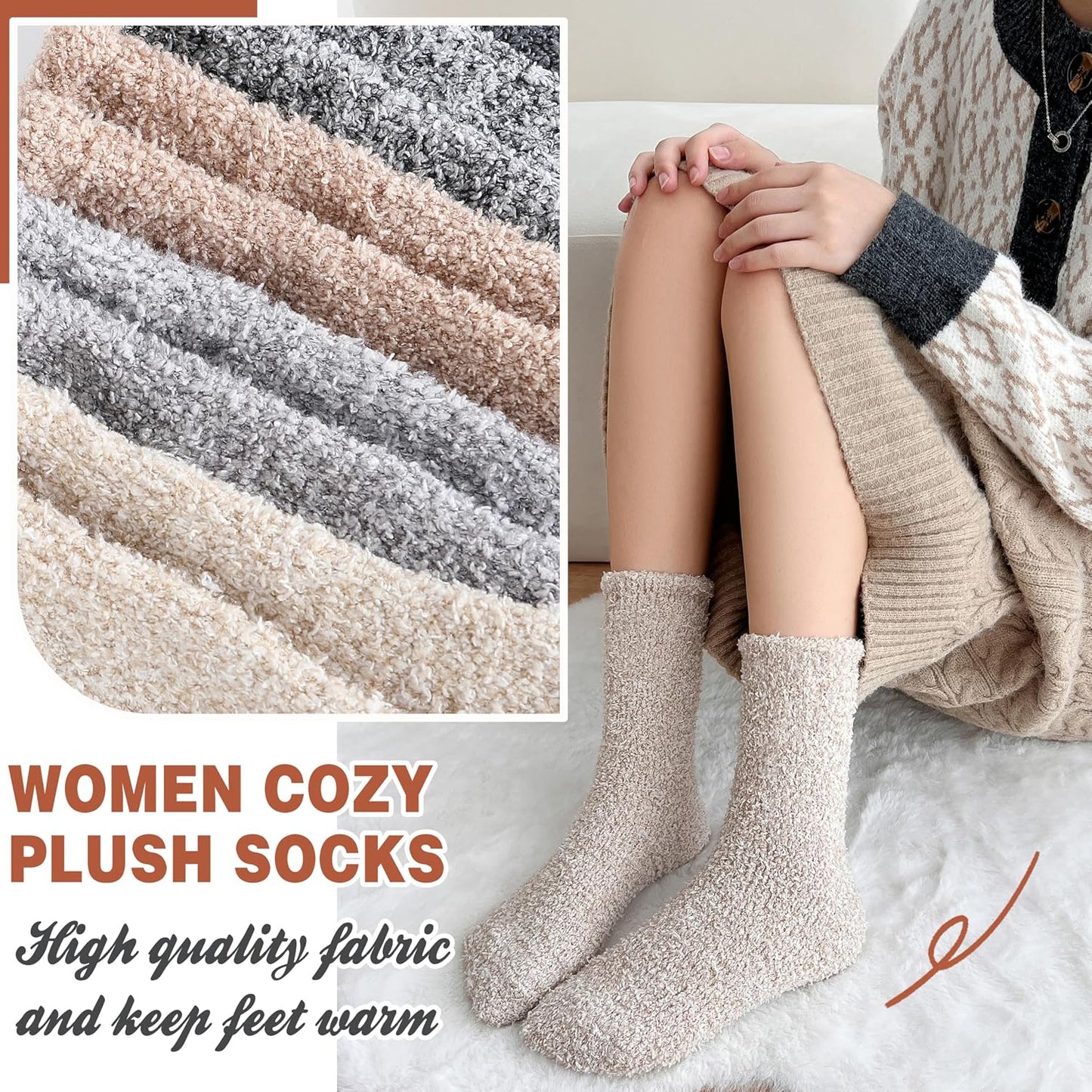 EBMORE Womens Fuzzy Socks Slipper Fluffy Cozy Comfy Cabin Plush Warm Winter Sleep Home Soft Socks