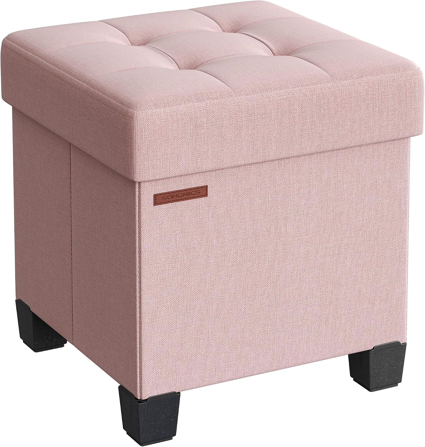 SONGMICS Storage Ottoman, Small Ottoman Foot Rest with Legs, 12.6 x 15.7 x 13.2 Inches Foot Stool, Load up to 660 lb, for Living Room, Bedroom, Dorm, Slate Gray ULSF012G01