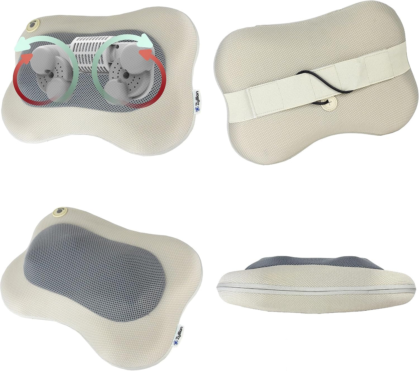 Zyllion Shiatsu Back and Neck Massager with Heat - 3D Electric Kneading Deep Tissue Massage Pillow for Muscle Pain Relief, Black, ZMA-13