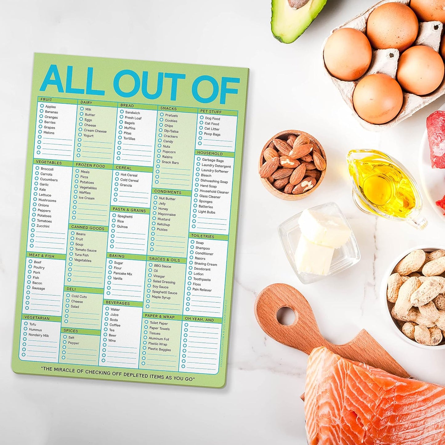 Knock Knock All Out Of Grocery List Note Pad, 6 x 9-inches (Blue)