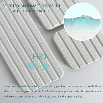 NiuYichee Set of 4 Water Absorbent Diatomite Coasters, Diatomaceous Earth Kitchen Soap Dish, Bathroom Trays, Water Absorbing Stone Used for Hand Soaps & Plants & Toiletries in The Modern Home