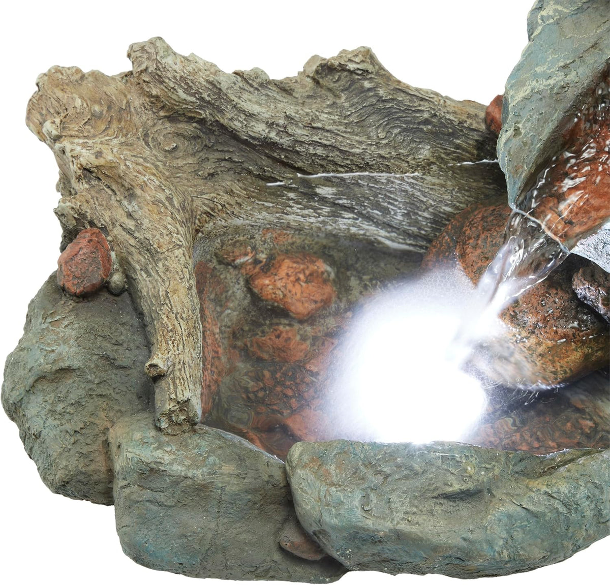 Alpine Corporation 13" Tall Indoor Tabletop Water Fountain, 4 Tier Cascading Water Feature with LED Lights for Home, Office, Living Room, or Zen Decor, Gray