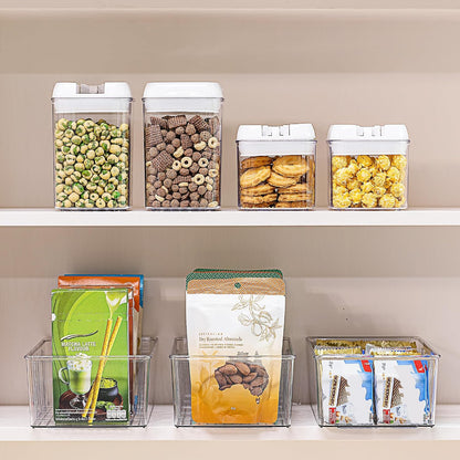 Vtopmart Food Storage Organizer Bins, Clear Plastic, 4 Compartments