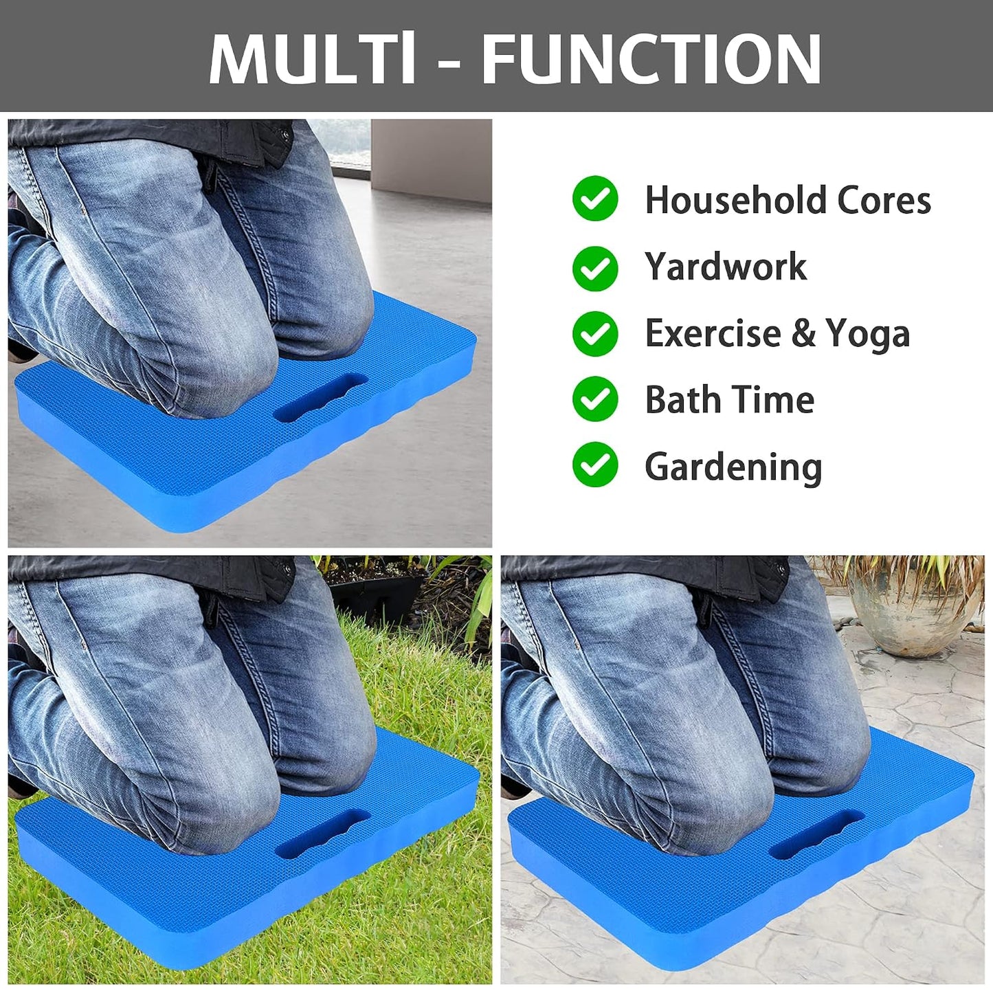 HOOPLE Extra Thick Kneeling Pad, Soft Foam Kneeling Cushion, Waterproof Gardening Knee Pads, Lightweight Knee Mat for Bathing, Workout Supplies, Exercise Yoga, Garden Work Gifts 17.5 x 11x 1 in, Blue
