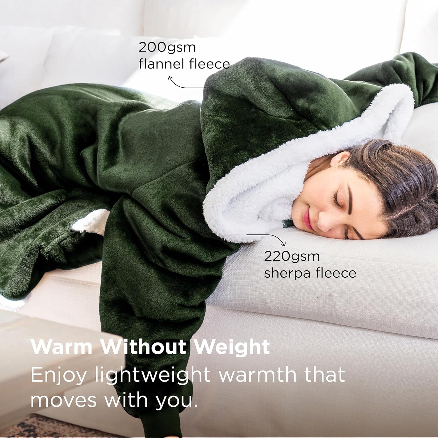 Bedsure Blanket Hoodie, Wearable Blanket Hoodie as Gifts for Mom, Birthday Gifts for Women Kids Teens Mother's Day Sherpa Sweatshirt, Grey, Standard