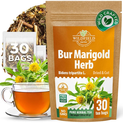 30 Bags Dried Marigold Bur Marigold Herb Tea Marygold Tea (Bidens Tripartita L.) - 30 Count 2 g Bags 100% Chereda Bur-Marigold Cáñamo Acuático