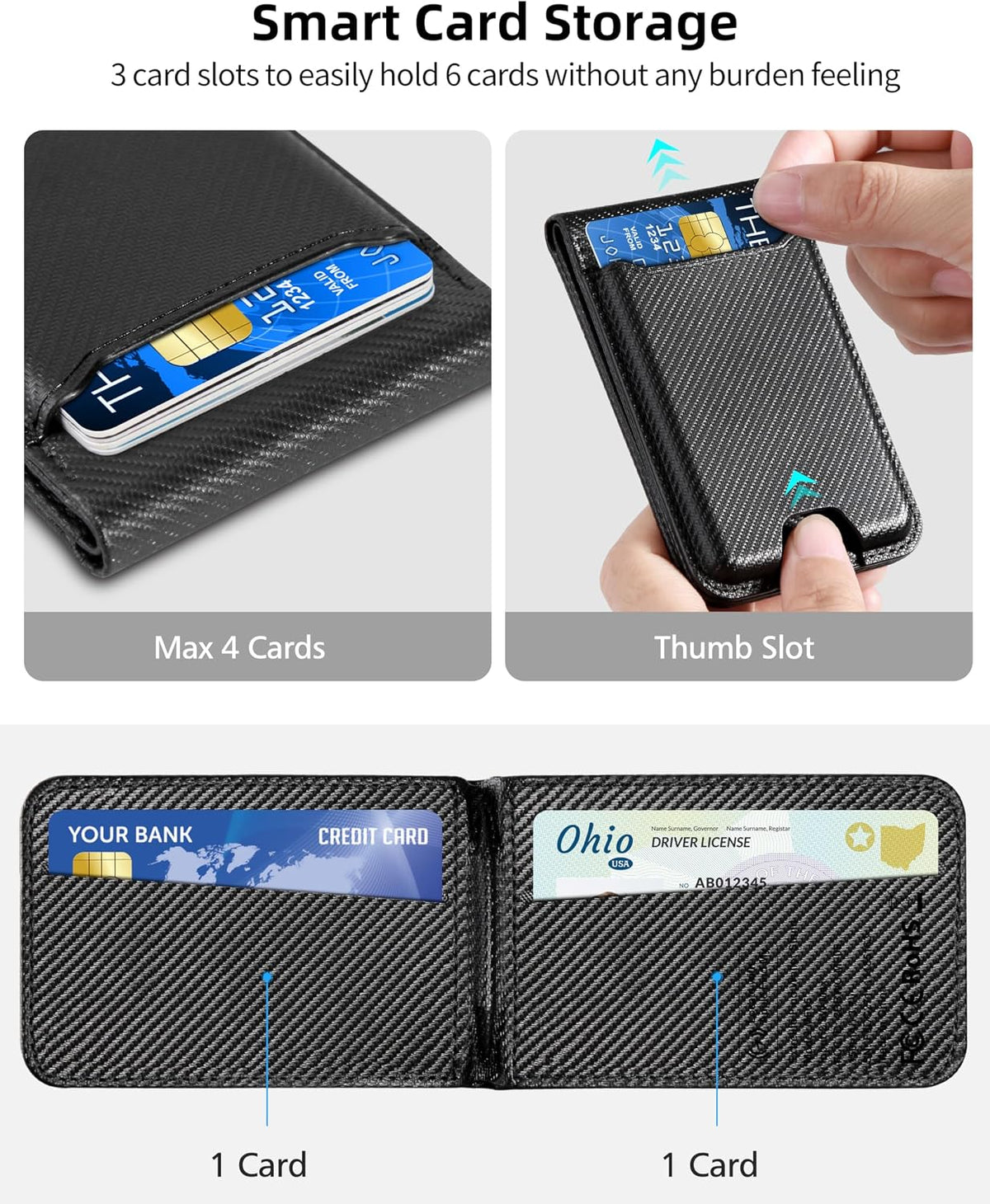 ExtreLife for Magsafe Wallet, Works with Apple Find My, 6 Cards Holder