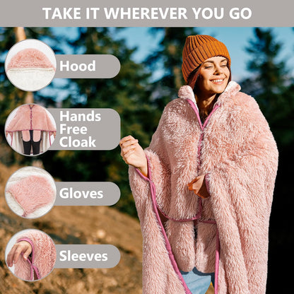 Penguin Wearable Hooded Blanket for Adults – Super Soft Warm Cozy Plush Flannel Fleece & Sherpa Hoodie Throw Cloak Wrap - Penguin Gifts for Women Adults Girls and Kids