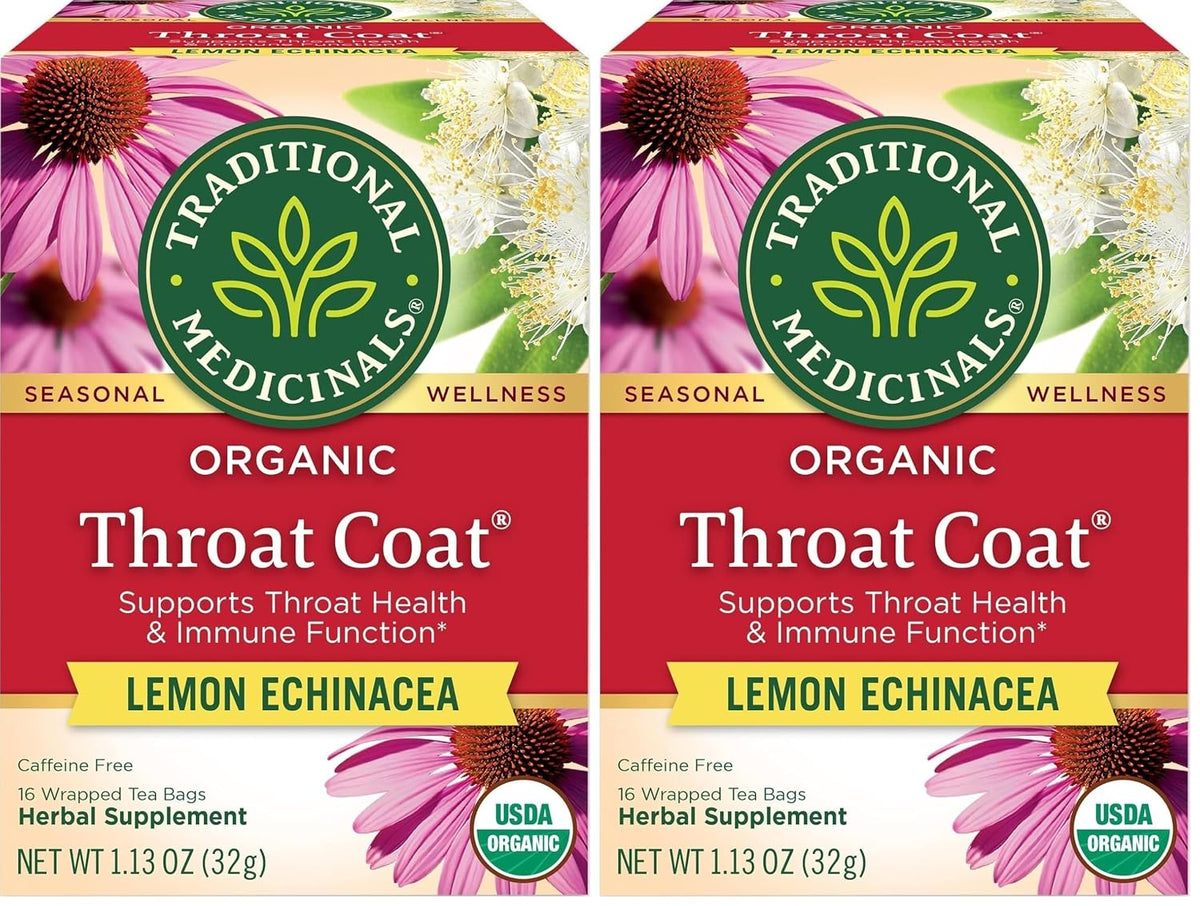 Traditional Medicinals, Organic Lemon Echinacea Throat Coat, 16 ct (Pack of 2)