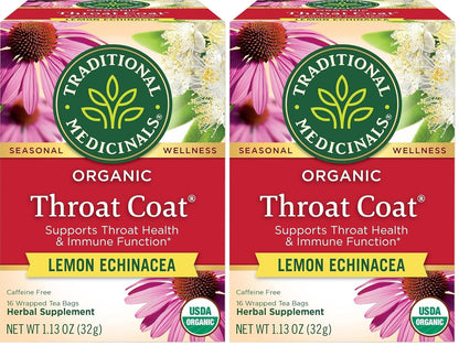 Traditional Medicinals, Organic Lemon Echinacea Throat Coat, 16 ct (Pack of 2)