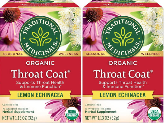 Traditional Medicinals, Organic Lemon Echinacea Throat Coat, 16 ct (Pack of 2)
