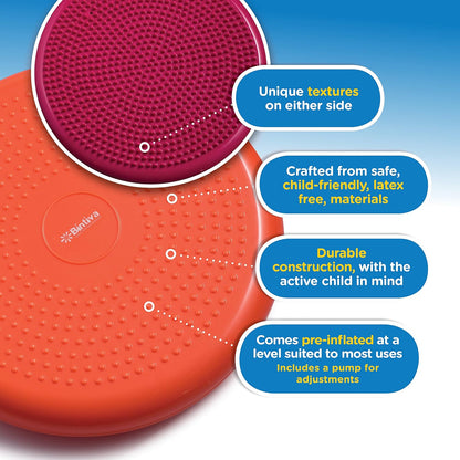Inflated Stability Wobble Cushion, Including Free Pump/Exercise Fitness Core Balance Disc