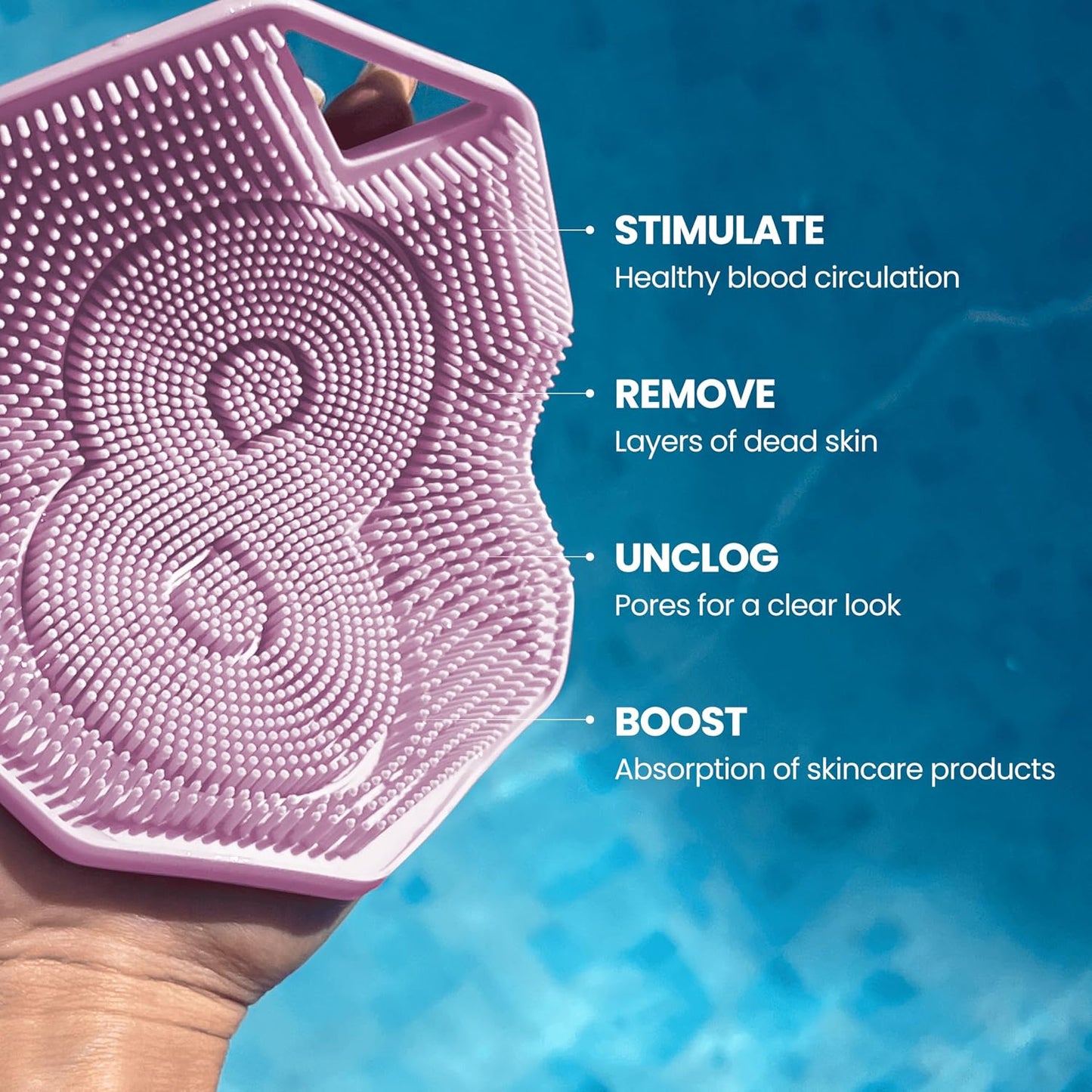 Silicone Shower Scrubber for Body – Exfoliating Loofah Alternative, Zinc & Silver-Infused, Hygienic & Gentle for Sensitive Skin, Durable & Long-Lasting Body Scrubber for Men - Sky Blue