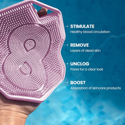 Silicone Shower Scrubber for Body – Exfoliating Loofah Alternative, Zinc & Silver-Infused, Hygienic & Gentle for Sensitive Skin, Durable & Long-Lasting Body Scrubber for Men - Sky Blue