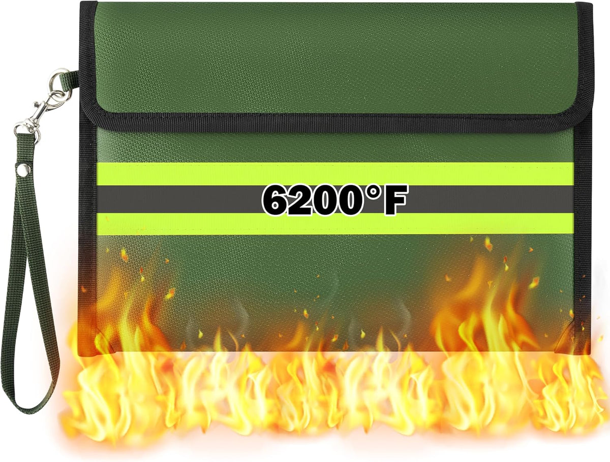 Fireproof Waterproof Document Bag - 5200°F Water Resistant Fire Proof Money Bag, 3 Layers of Heat Insulated Storage with Zipper, 7.9"x5" Portable Files Safe Pouch for Cash Passport (Black)