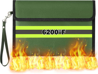 Fireproof Waterproof Document Bag - 5200°F Water Resistant Fire Proof Money Bag, 3 Layers of Heat Insulated Storage with Zipper, 7.9"x5" Portable Files Safe Pouch for Cash Passport (Black)