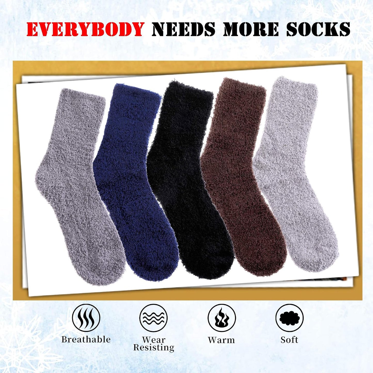 LANLEO 5/6 Pairs Womens Super Soft Fuzzy Plush Warm Winter Home Sleeping Slipper Socks