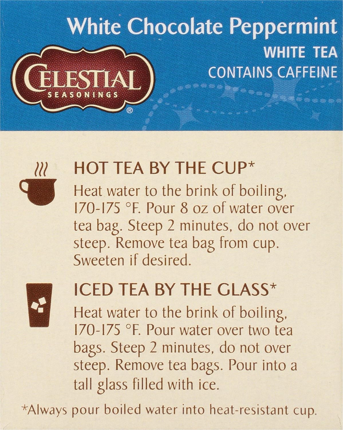Celestial Seasonings White Chocolate Peppermint White Tea Bags, Great For Stocking Stuffer, 20 tea bags (Pack of 2)