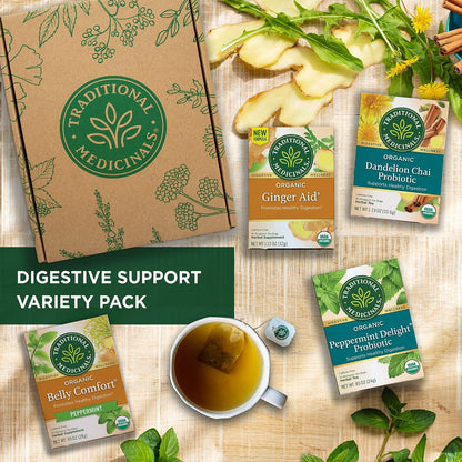 Traditional Medicinals Tea, Organic Triple Mint - Supports Healthy Digestion - Kosher, Non-GMO, Caffeine-Free - 16 Tea Bags