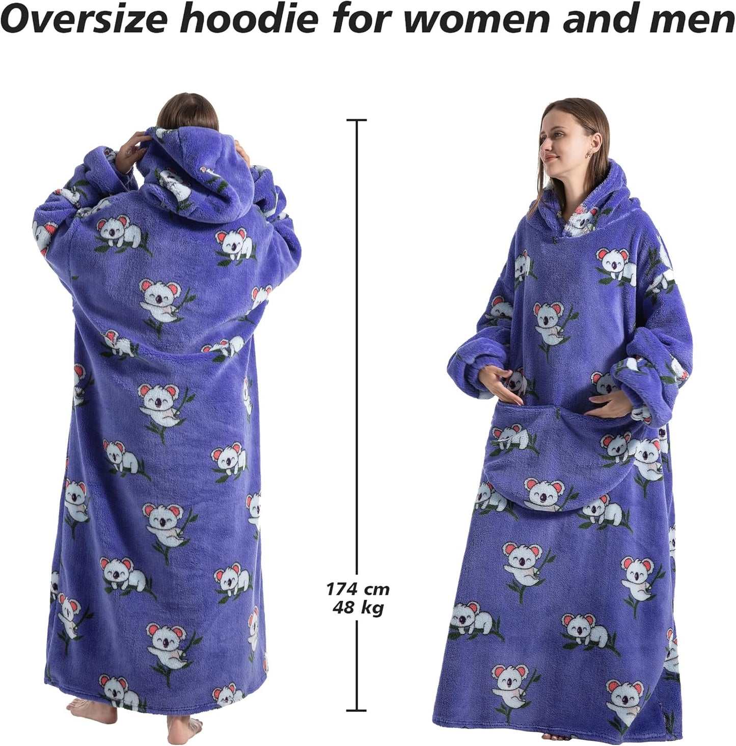 Capecage Blanket Hoodie, Long Hooded Blanket Sweatshirt as Birthday Gifts for Women Men, Long Wearable Blanket for Women Men.