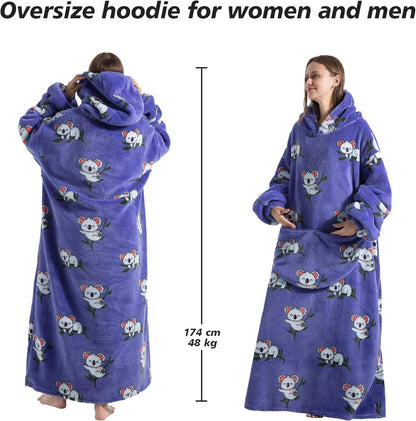 Capecage Blanket Hoodie, Long Hooded Blanket Sweatshirt as Birthday Gifts for Women Men, Long Wearable Blanket for Women Men.